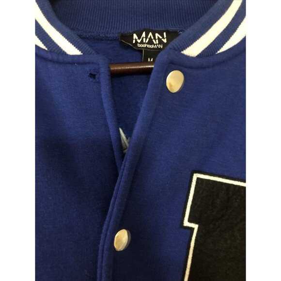 BOOHOOMAN VARSITY BOMBER JACKET Medium Blue Limited Edition 2013 Patches READ - Picture 6 of 11
